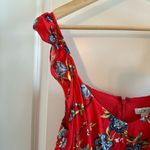Loft  Red Floral Tie Front Jumpsuit Photo 6