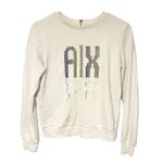 Armani Exchange AX Size Small White Multi Color Sequin Zip Back Sweatshirt Photo 0