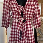 Le lis  red white checkered dress size medium casual summer Photo 2