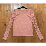 We The Free  Natasha pink ruched puff sleeve long sleeve top small Photo 5