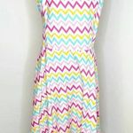 Unique Vintage  Multicolor Zig Zag Summer Dress Photo 0