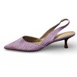 Ann Taylor  Women Purple Pointed Toe Straw Slingback Kitten Heel Pumps Size 10M Photo 1
