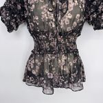 Cecico Vintage Y2K  Sheer Babydoll Top Womens S Black Pink Whimsigoth Romantic Photo 2