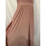 ASOS  Pleated Pink Dusty Rose‎ V Neck Sleeveless Double Slit Maxi Dress Size 0 Photo 3