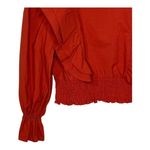 ZARA  Ruffle Poplin Blouse Smocked Cropped Top Rust Orange Women Size‎ Small NWT Photo 5