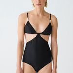 J.Crew Ribbed Cutout Pearl Detail Elegant One Piece Swimsuit Black 6 Photo 4