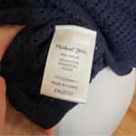 Michael Stars  navy blue lace up loose knit hooded pullover sweater LARGE Photo 5