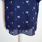 Molly Bracken Semi-Sheer Navy Blue Women's Top with Dog Print Size Large Photo 2