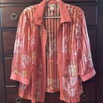 Dressbarn Floral Sheer Striped Blouse size 18W Pink Photo 0