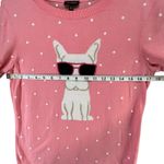 Talbots  Sweater Womens M Pink Embroidered Novelty Dog Frenchie Preppy Feminine Photo 6