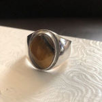 VINTAGE Tigers Eye Sterling Silver Cabochon Ring Photo 2