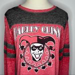 BATMAN Harley Quinn Red Gray Graphic Long Sleeve Shirt Juniors Large Size undefined Photo 1