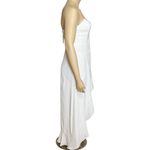 Amanda Uprichard Symone Asymmetric Ruffle Denim Maxi Dress, Ivory, XL Photo 9
