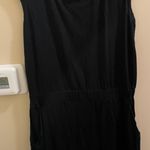 Athleta  Redondo Cap Sleeve T Shirt Essential Tee Dress Ruched Waist Pockets S/S Black Large Photo 2