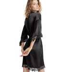 BLACK LACE TRIM DAINTY ROBE size XXL kimono bride bridesmaid NWT Photo 10