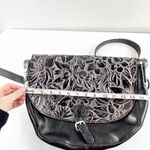 Patricia Nash  Rosolino Leather Tooled Floral Flap Crossbody Bag Black Photo 5