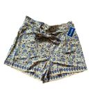 Max Studio Womens Pleated Belted Pull-on Yellow Graphic Daffodil Shorts Sz Large Photo 5