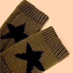 Moda Knit Fingerless Gloves Hand Warmers with Black Star Design Photo 3