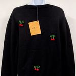 Teddy Fresh  Cherry on Top Beaded Cardigan Sweater Top Black Red 3X Cherries Photo 9