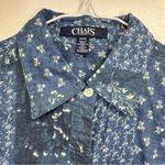 CHAPS  Blue Mixed Floral Patchwork Print Button Front Long Sleeve Top Size Medium Photo 5