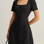 Rihoas Black Square Neck Button Mini Dress Size M Photo 0