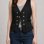 Phoebeby Black Tailored Vest Sleeveless Button Front Size M Excellent Condition Size M Photo 0