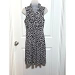 Studio One Womens Sleeveless Ruffle Collared Dress Black White Abstract M Career Size M Photo 1