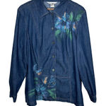 Napa Valley Floral Denim‎ Jacket Sz 1X Blue Photo 0