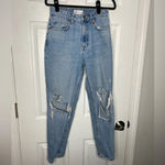 ZARA High Rise Blown Knee Straight Leg Jeans Light Wash Size 4 Photo 1