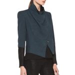 Helmut Lang Perma Jacquard Sleeve Combo Jacket in Dusty Sapphire Photo 2