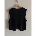 Christopher & Banks Vintage Sweater Vest Hand Embroidered Christmas Floral M Photo 3