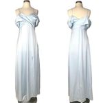LPA  Shirred Cross Front Gown Blue Maxi Dress Size Small Front Slit Ruched Sz S Photo 2