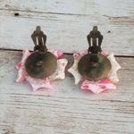 Vintage Clip On Earrings Large Pink & Cream Shell? with Beads Photo 3
