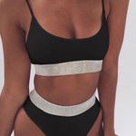 Boutique emma bling trim high waist swimsuits set black Photo 0