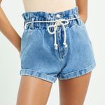 PacSun Womens Lauren Blue Paperbag Denim Mom Shorts Photo 0