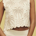 Farm Rio  Sleeveless Cutwork Embroidered Open-Back Top, Size XL Photo 0