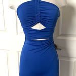 SheIn  blue ruched cutout halter dress Photo 0