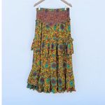 House Of Harlow 1960 Set Maxi Skirt Smocked Tiered Ruffles Yellow Tropical Size M Photo 5