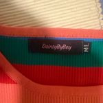 DaintyByBey Rainbow Striped Heart Cutout Crop Tank Top Stretchy Red Size M Photo 3