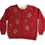Shenanigans VINTAGE Womens Sweater S Red Gingerbread Men & Candy Canes Pattern Photo 0