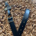 NWT Women’s vintage Tiger leather belt black gold 34” gold buckle pebble retro Photo 0