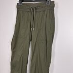 Lululemon  Dance Studio Pants Dark Olive Pinstripe Size 4 Drawstring Ankle 25" Photo 2