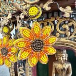 Yellow Orange Bronze Beaded Flower Bohemian Drop earrings Photo 7