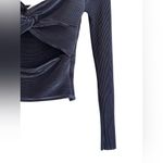 ASTAR The Label Plisse Cut Out Twist Bust Top Black Photo 4