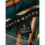 Haute Monde Women's Blouse Puff Long Sleeve Smocked Cuff Pinstripes Green Small Photo 7