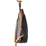 Michael Kors Tan Leather & MK Monogram Brown Coated Canvas Ipad Backpack NWT Photo 5