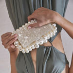 Cult Gaia  Eos Beaded Acrylic Box Clutch in Pearl Woth Box Womens Ball Bag Photo 13