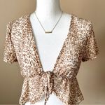 Le lis  | Animal Print Sheer Cropped Peplum Top Sz S Photo 1
