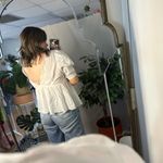 Anthropologie Forever That Girl V-Neck Short Sleeve Blouse White Size Medium Photo 4