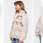 Forever 21 NWT Faux Fur Plaid Jacket Dusty Pink/Cream Plus Sz 2X Photo 1